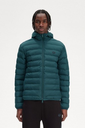 Abrigos Fred Perry Encapuchado Insulated Hombre Azules | MXDYB99417