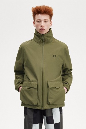 Abrigos Fred Perry Patch Pocket Zip Through Hombre Verdes | MXNEJ61805