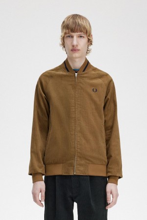 Abrigos Fred Perry Waffle Cord Tenis Bomber Hombre Shaded Stone | SMXVO52955