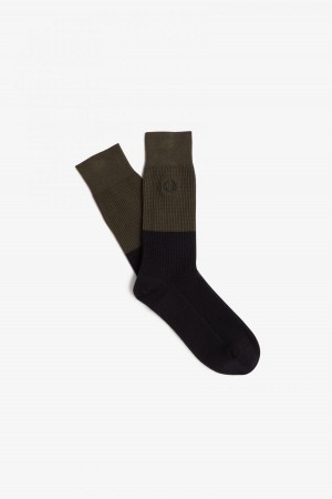 Calcetines Fred Perry Waffle Knit Accessories Verdes Negros | DMXKV57567