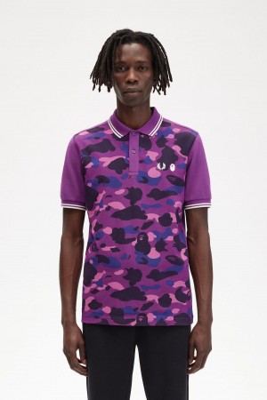 Camisa Polo Fred Perry Camouflage Fred Perry Shirt Hombre Morados | DMXVO52485