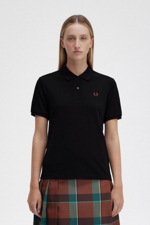 Camisa Polo Fred Perry G6000 Mujer Negros Marrom | MXJZR86367