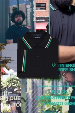 Camisa Polo Fred Perry M12 Hombre Negros Verdes | TMXWZ96188