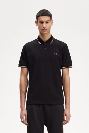 Camisa Polo Fred Perry M12 Hombre Negros Marrom | YMXGT87460