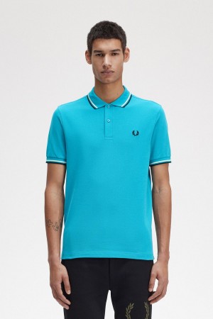 Camisa Polo Fred Perry M3600 Hombre Azules Creme Negros | LMXSX46979