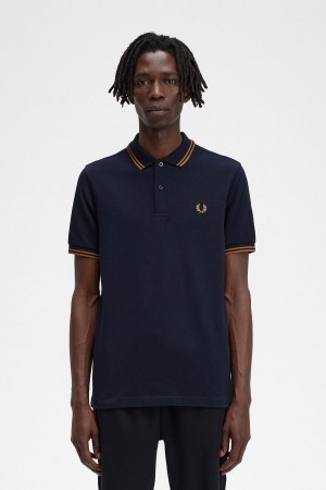 Camisa Polo Fred Perry M3600 Hombre Azul Marino Azules Azules | MXJBT52678