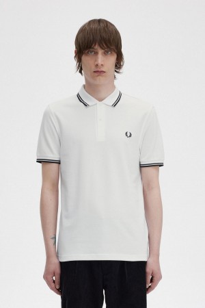 Camisa Polo Fred Perry M3600 Hombre Blancos Negros Negros | MXCIF28804