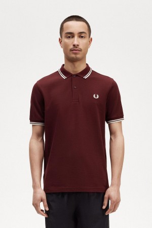 Camisa Polo Fred Perry M3600 Hombre Oxblood / Ecru / Ecru | MXZDE46200