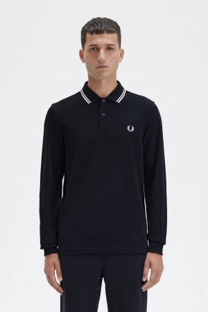 Camisa Polo Fred Perry M3636 Hombre Negros Blancos Blancos | MXXMI75325