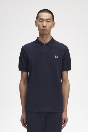 Camisa Polo Fred Perry M6000 Hombre Azul Marino Blancos | MXNEJ67342