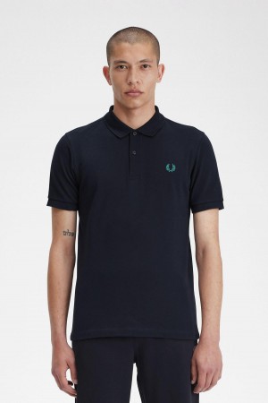 Camisa Polo Fred Perry M6000 Hombre Azul Marino Verde Menta Oscuro | XMXBH23960