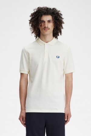 Camisa Polo Fred Perry M6000 Hombre Ecru / Shaded Cobalt | MXIIZ74913