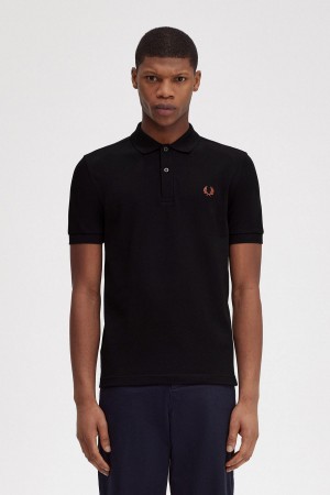 Camisa Polo Fred Perry M6000 Hombre Negros Marrom | ZMXMJ53254