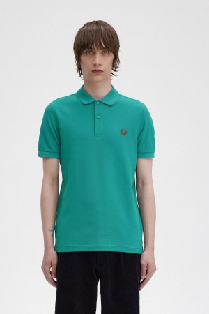 Camisa Polo Fred Perry M6000 Hombre Verde Menta Oscuro Marrom | MXQAV59542