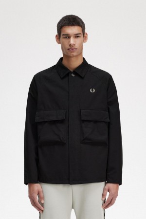 Camisas Fred Perry Utility Hombre Negros | MXCVG83301