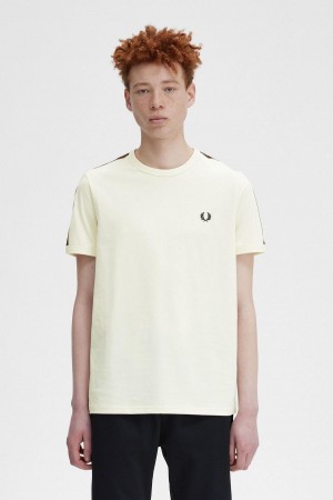 Camiseta Fred Perry Contrast Tape Ringer Hombre Marrom | XMXBH13677