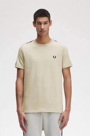 Camiseta Fred Perry Contrast Tape Ringer Hombre Azules Negros | GMXEC58529