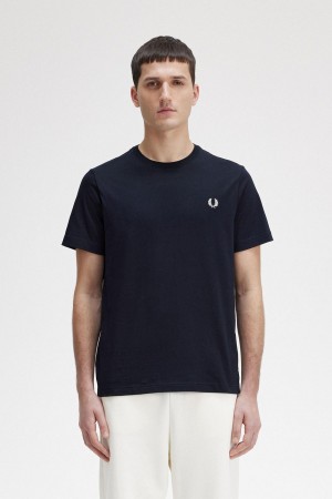 Camiseta Fred Perry Crew Neck Hombre Azul Marino | MXXMI10441