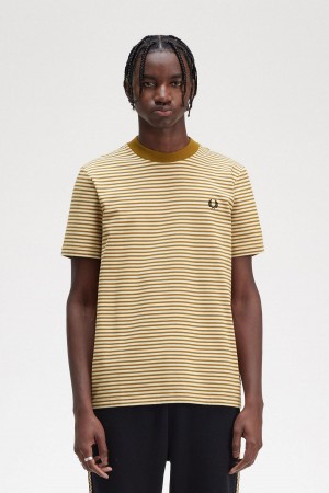 Camiseta Fred Perry Fine Stripe Heavyweight Hombre Azules | MXJBT28963