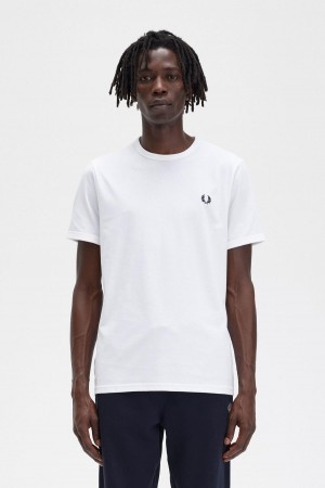 Camiseta Fred Perry Ringer Hombre Blancos | MXDYB67996