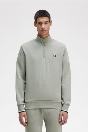 Chandals Fred Perry Half Zip Sweatshirt Hombre Limestone | MXQCS11104