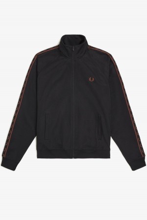 Chaquetas Deportivas Fred Perry Contrast Tape Hombre Negros Marrom | ZMXMJ55999