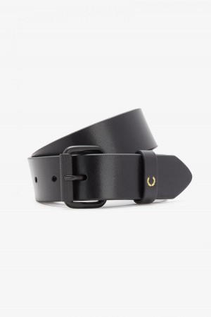 Cinturón Fred Perry Burnished Cuero Accessories Negros | UMXND17816