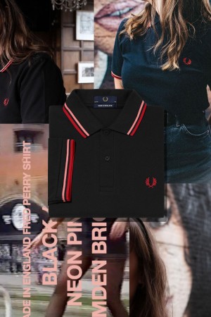 Fred Perry Shirt Fred Perry M12 Hombre Negros Coral | MMXFT75729