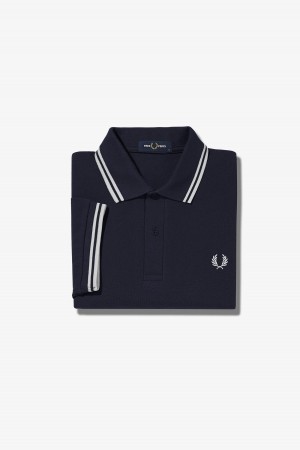 Fred Perry Shirt Fred Perry M3600 Hombre Azul Marino Blancos Blancos | MXZPD72296