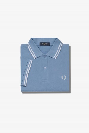 Fred Perry Shirt Fred Perry M3600 Hombre Azules Blancos Blancos | FMXHY46188