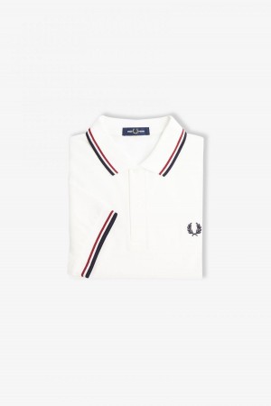 Fred Perry Shirt Fred Perry M3600 Hombre Blancos Rojos Azul Marino | AMXDF55175