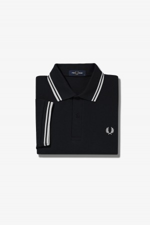 Fred Perry Shirt Fred Perry M3600 Hombre Negros Blancos Blancos | XMXBH58750