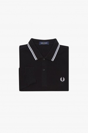 Fred Perry Shirt Fred Perry M3636 Hombre Negros Blancos Blancos | DMXKV88481