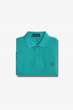 Fred Perry Shirt Fred Perry M6000 Hombre Verde Menta Oscuro Marrom | TMXPQ81747