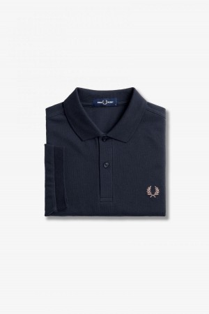 Fred Perry Shirt Fred Perry M6000 Hombre Azul Marino Rosas Oscuro | ZMXNQ50102