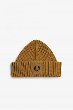 Gorro Fred Perry Branded Patch Acanalado Accessories Azules Negros | ZMXMJ72669