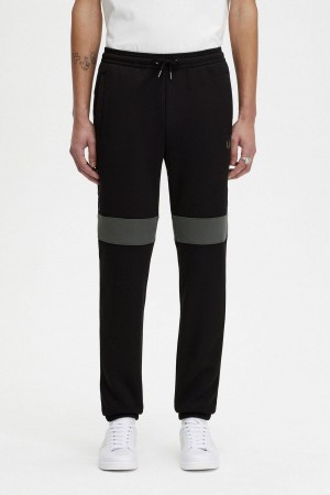 Pantalones Fred Perry Colour Block Sweat Pants Hombre Negros | SMXNY39556