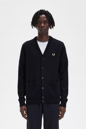 Prendas De Punto Fred Perry Classic Cardigan Hombre Negros | BMXSD39826