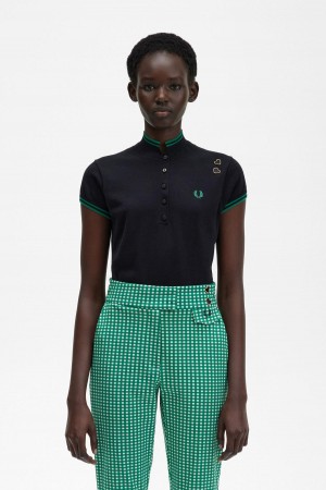 Prendas De Punto Fred Perry De Punto Shirt Mujer Negros | BMXSD35422