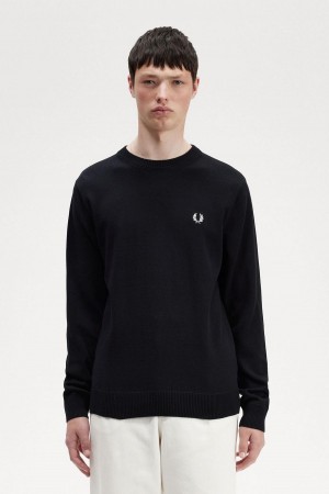 Prendas De Punto Fred Perry Estampados Laurel Wreath Jumper Hombre Negros | QMXWA25421