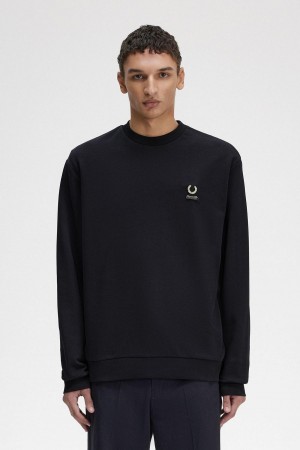 Sudaderas Fred Perry Embroidered Hombre Negros | GMXUC30376