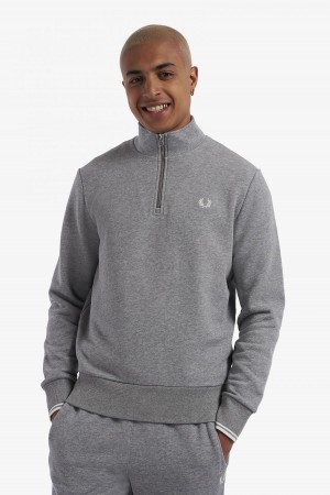 Sudaderas Fred Perry Half Zip Hombre Steel Marl | MXDFL80857