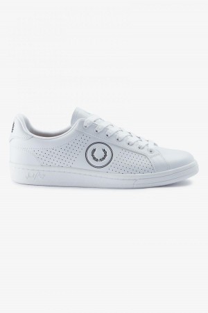 Zapatos Fred Perry B721 Hombre Blancos Negros | ZMXMJ36791