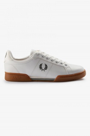 Zapatos Fred Perry B722 Hombre Blancos Verdes | QMXWA87165