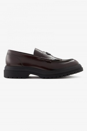 Zapatos Fred Perry Cuero Loafer Hombre Oxblood | QMXWA78463