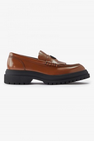 Zapatos Fred Perry Cuero Loafer Hombre Tan | PMXQX86708