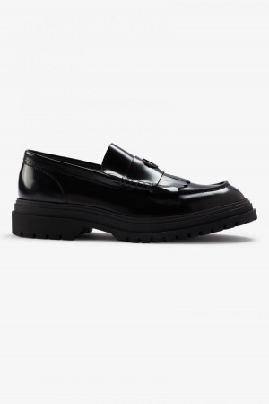 Zapatos Fred Perry Loafer Hombre Negros | AMXWC57880