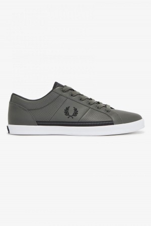 Zapatos Fred Perry Perforated Baseline Hombre Verdes Negros | MXJVR57407