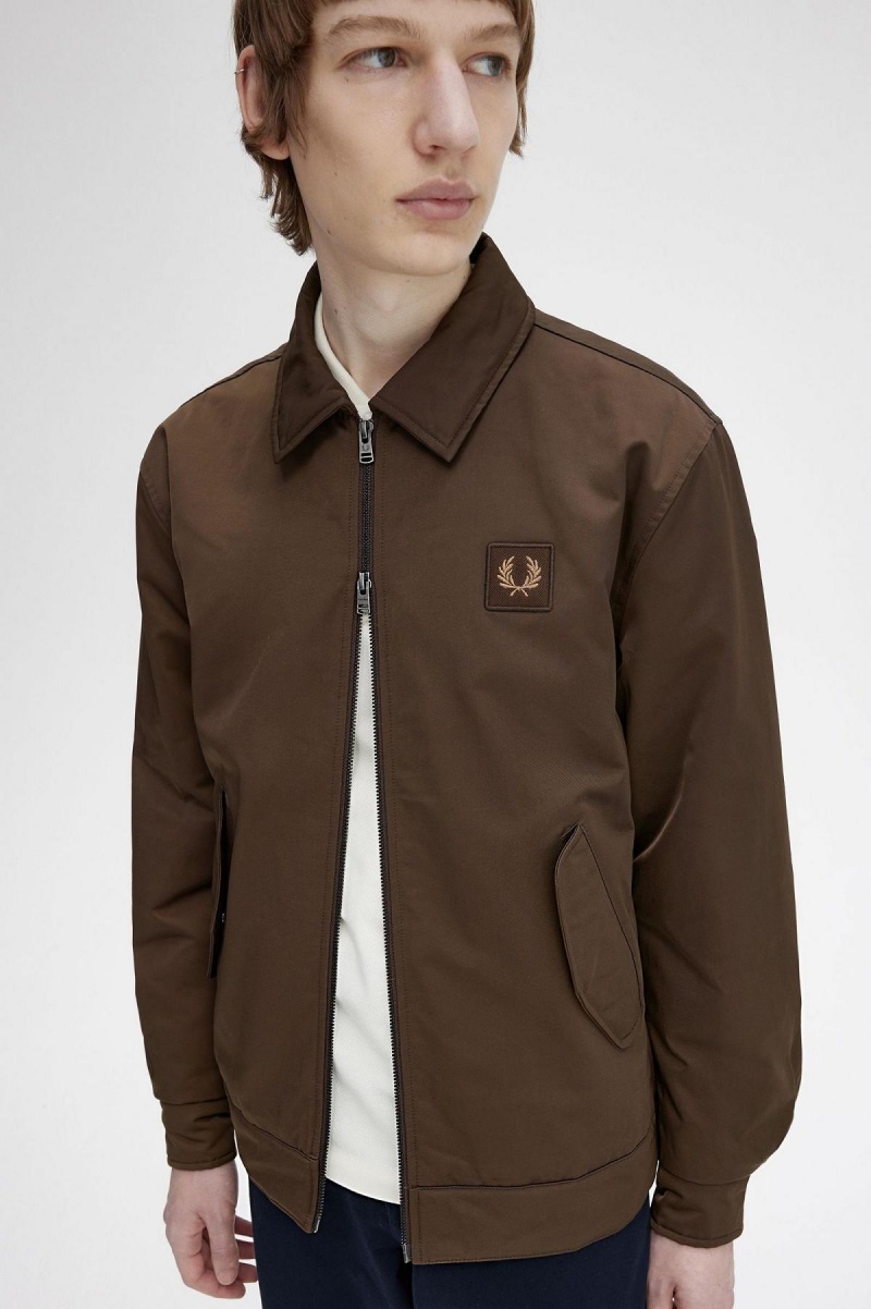 Abrigos Fred Perry Acolchado Zip Through Hombre Burnt Tobacco | MXNZX47670