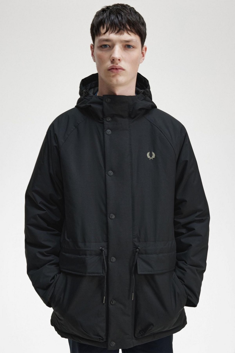 Abrigos Fred Perry Acolchado Zip Through Hombre Negros | YMXGT61280